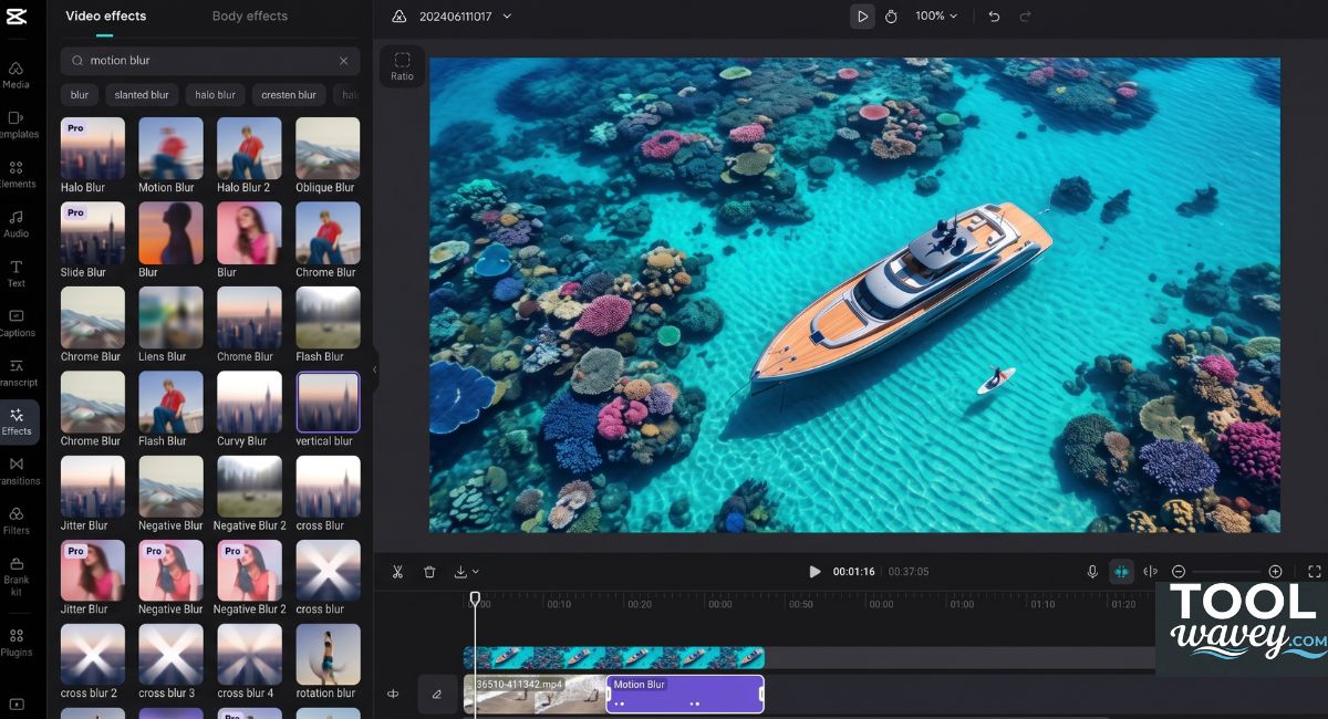 How to add motion blur in CapCut on Desktop Free